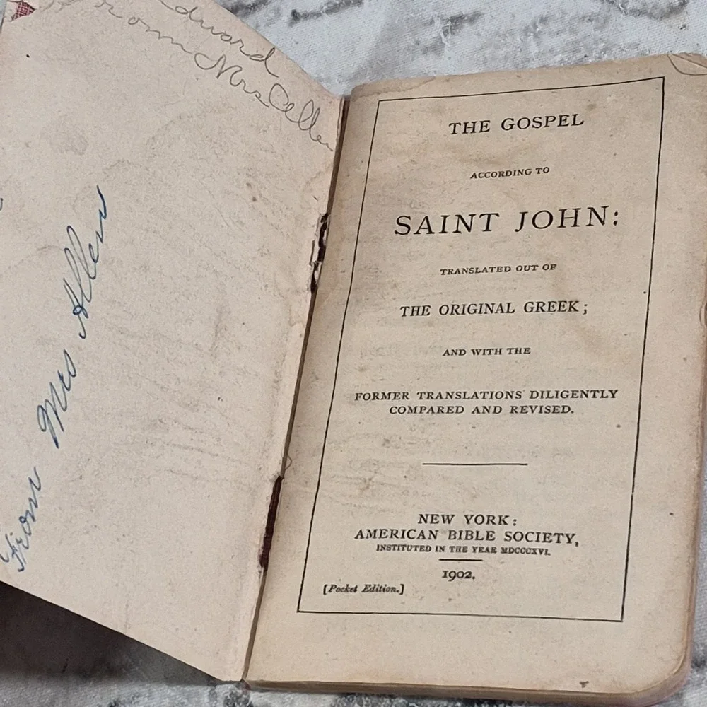 1918 Antique American Bible Society Book Of St. John Pocket Edition